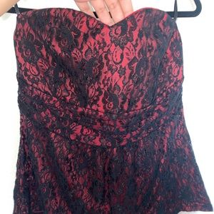 Torrid red and black lace top
